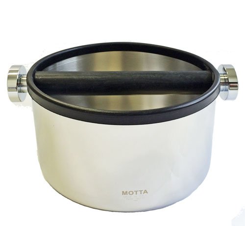 Scatola Battifondi Espresso In Acciaio - Knock Box Con Barra In Silicone, Base Antiscivolo, Capiente, Nero Piccolo