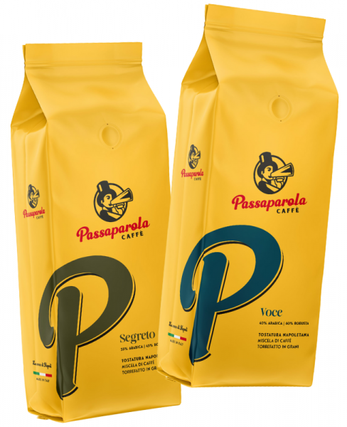 Espresso Probierset Passaparola Provare, 2x 1000g ganze Bohne, Passaparola Segreto, Passaparola Voce